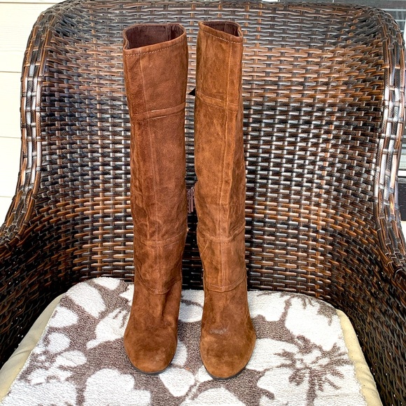Nine West Chandi Knee High Suede Brown Boots - Picture 1 of 16